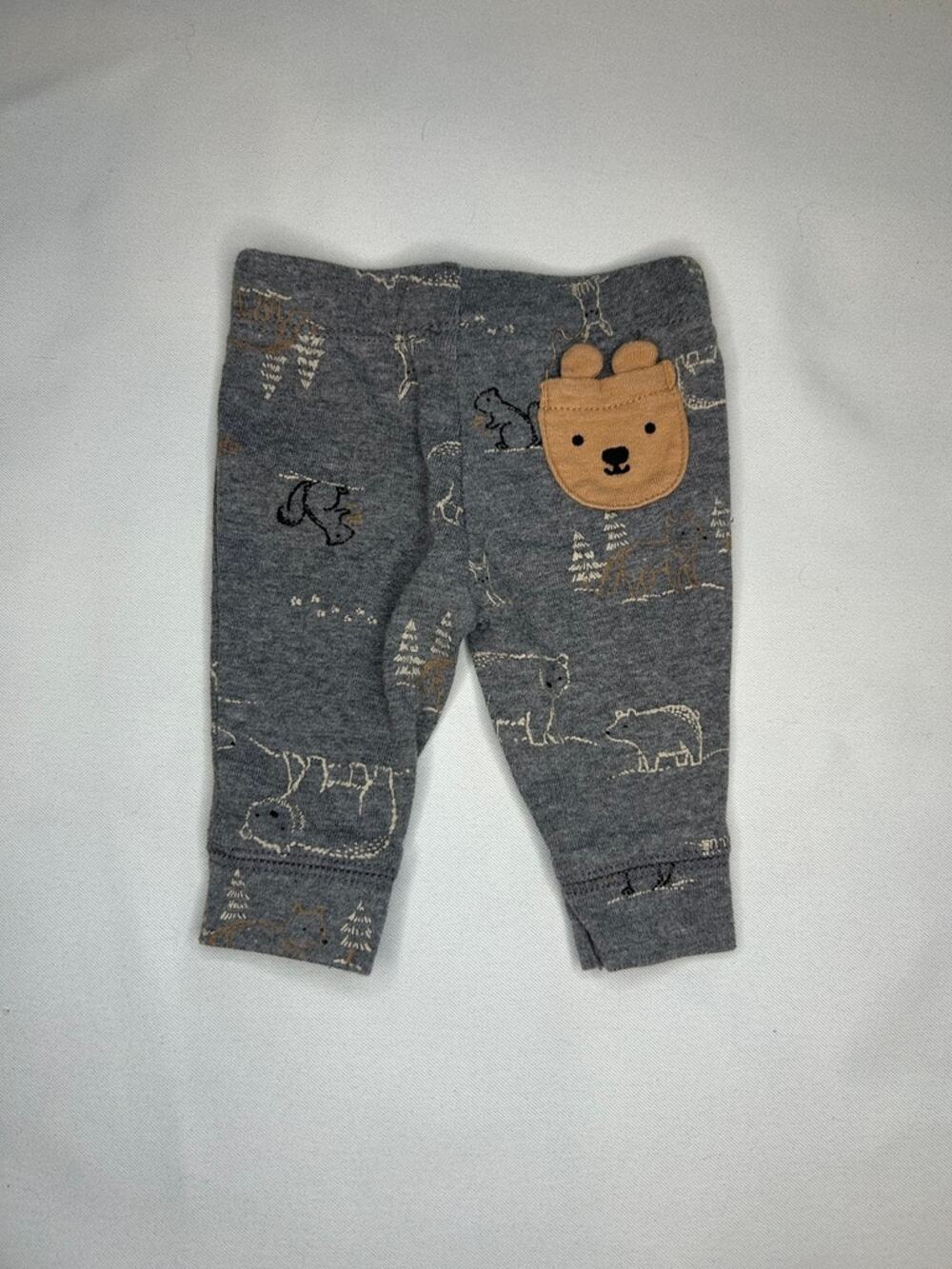 Carters Baby Pants Newborn NB Gray Woodland Bear Pocket Joggers Infant